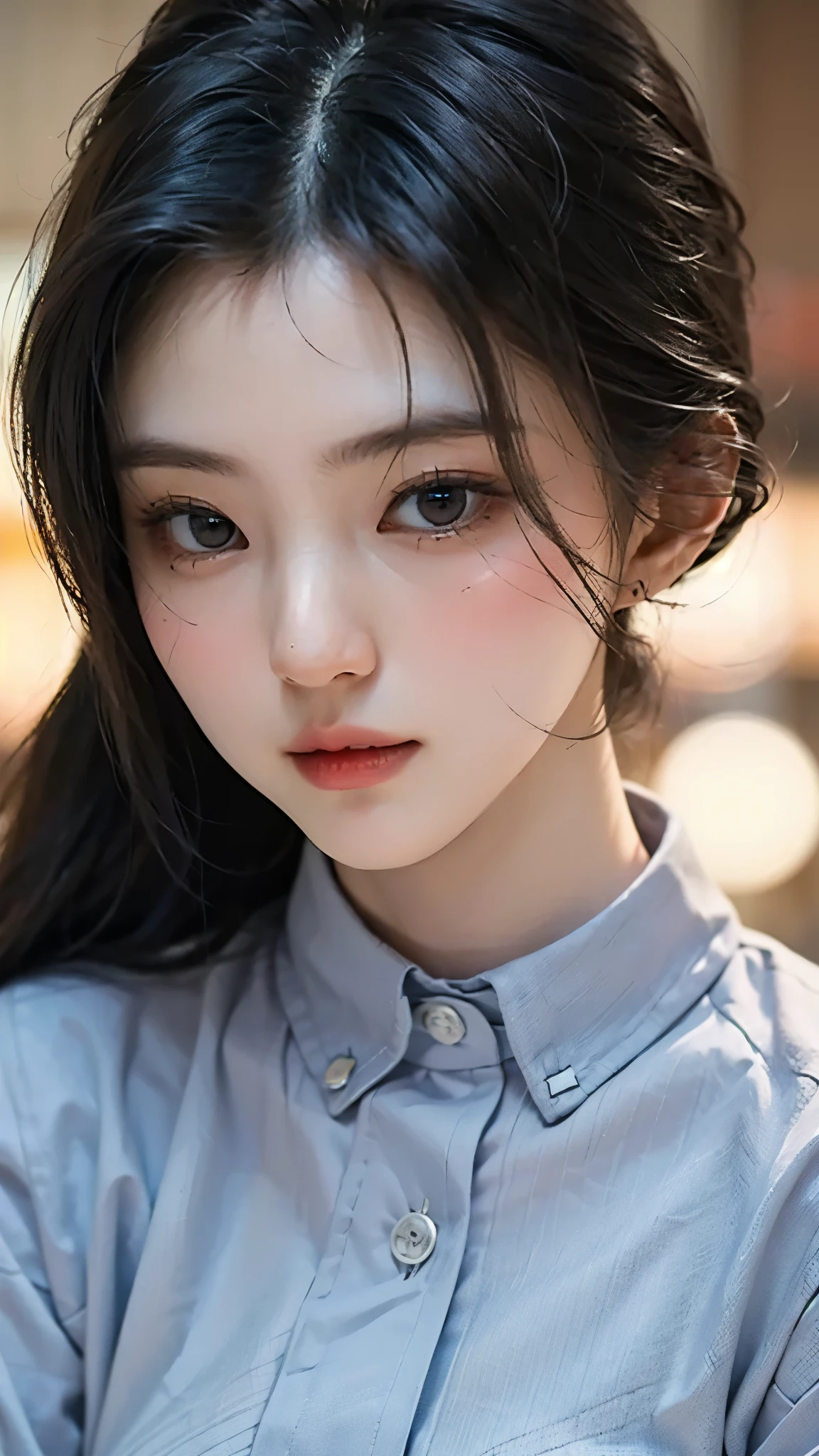 (masterpiece), ( top ), ( High Quality Details), (illustration), ( Watch 1 female ), Staring at the viewer , (Interview), Beautiful, Detailed Eyes , delicate and beautiful face , Floating , (High saturation), (shining), blue sky, Bright and beautiful face, skin is young and radiant , Fair and shining, top 외모 , Very beautiful, Her big eyes shine with a clear sky blue light while staring at the viewer , A beautiful and amazingly beautiful girl staring at her viewer ,