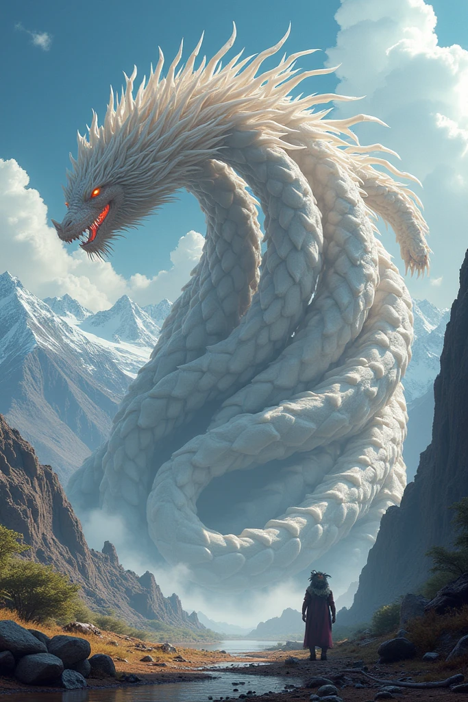 BJ_Sacred_beast, black dragon, outdoors, sky, day, cloud, water, blue_sky, no_humans, cloudy_sky, building, scenery, reflection, monster, bridge, fog, cinematic lighting,strong contrast,high level of detail,Best quality,masterpiece,White background,