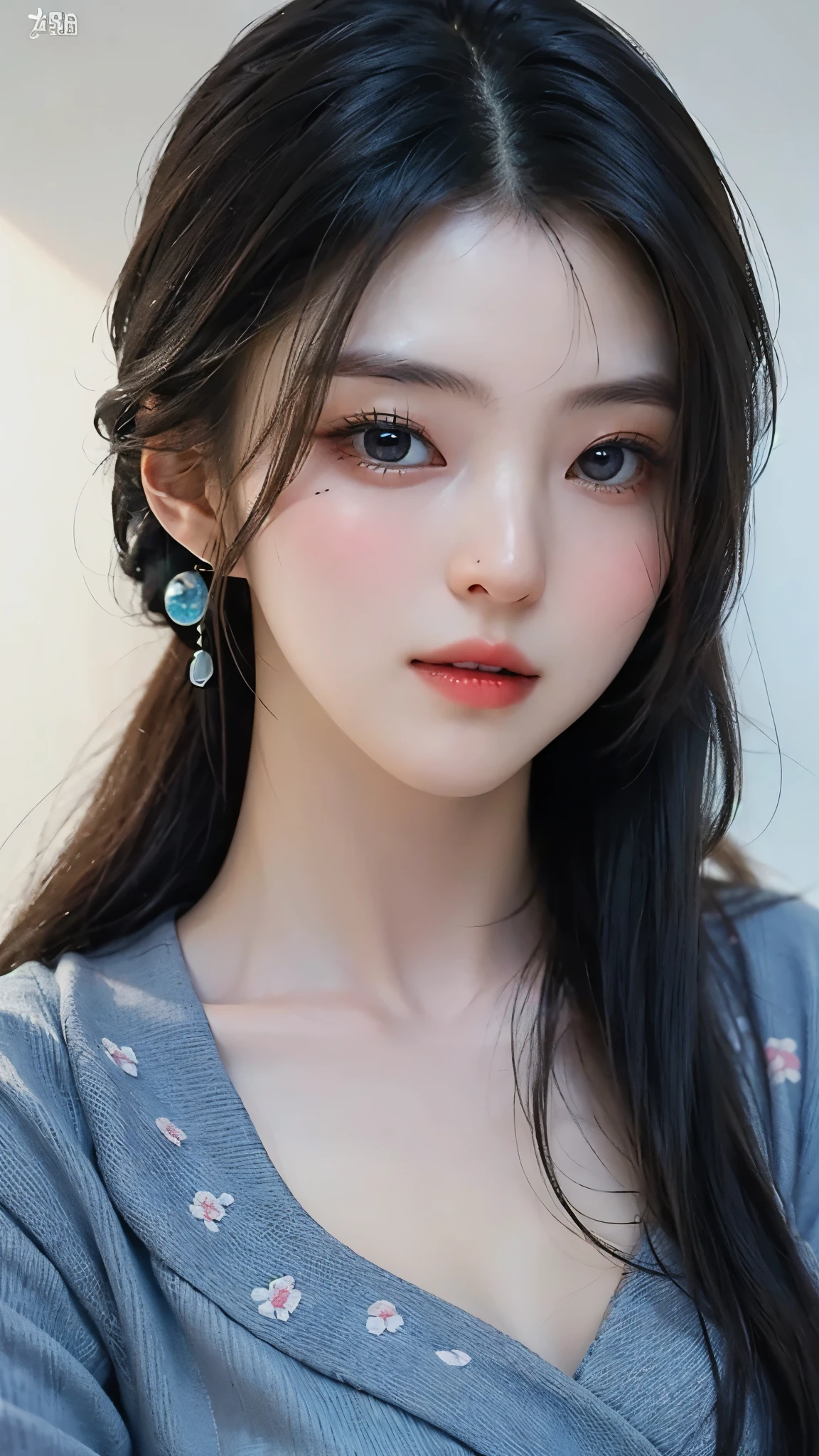 (masterpiece), ( top ), ( High Quality Details), (illustration), ( Watch 1 female ), Staring at the viewer , (Interview), Beautiful, Detailed Eyes , delicate and beautiful face , Floating , (High saturation), (shining), blue sky, Bright and beautiful face, skin is young and radiant , Fair and shining, top 외모 , Very beautiful, Her big eyes shine with a clear sky blue light while staring at the viewer , A beautiful and amazingly beautiful girl staring at her viewer ,