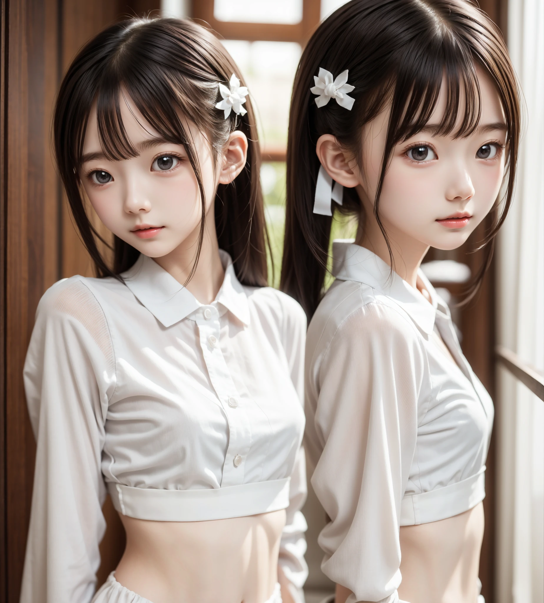 Maid,cute pretty girl,masterpiece,high definition,4k,8k,16k,odango hairstyle,black hair,slender body