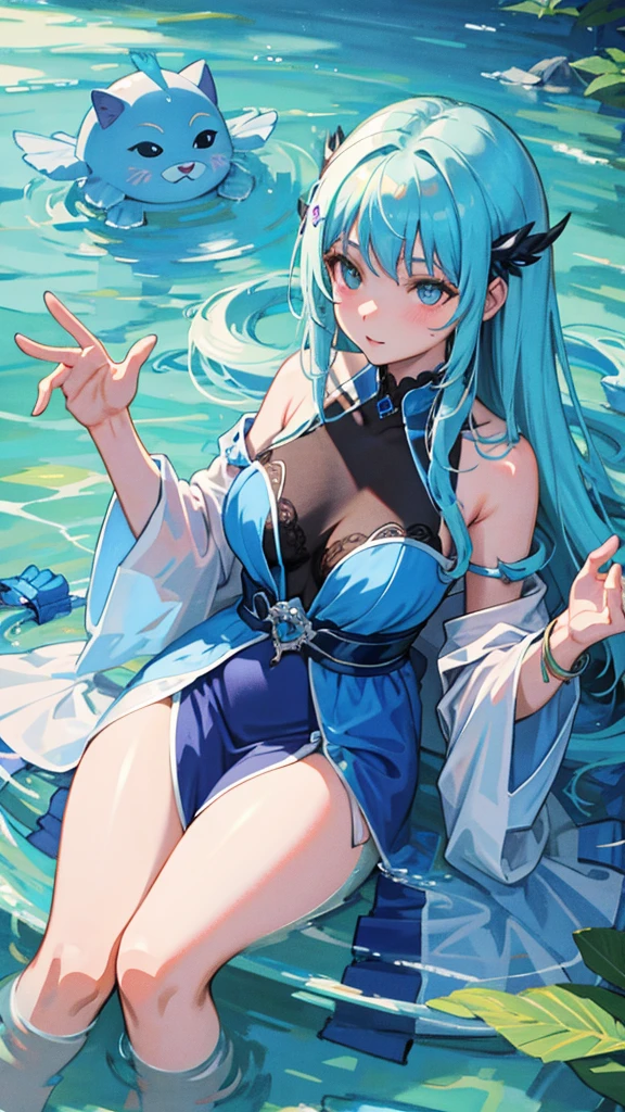 anime girl with long hair ful body ilustrationand a blue dress , anime moe artstyle, painted in anime painter studio, high quality anime artstyle, flat anime style shading, anime artstyle, smooth anime cg art, clean detailed anime art, detailed digital anime art, made with anime painter studio, kantai collection style, digital anime illustration, anime art style, kawacy