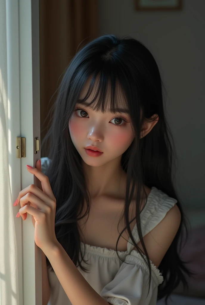 (best quality), (masterpiece), (highres), original, extremely detailed 8K wallpaper, (an extremely delicate), Best quality, masterpiece, (((disgusted and unhappy expression))), (((disgusted face, unhappy face))), Frown, ultra high res, (photorealistic:1.4), raw photo, street photography, photo of a Taiwanese young girl, She play with her own breasts, sweat, sweaty body, (sheer fabric:1.25)(loose:1.5)lace strapless dress, (((big)saggy breasts)), (bare breasts), (((erect nipple))), ((areolas)), (Korean(kpop idol)), ((puffy eyes)), deep shadow, low key, cold light, deep contrast, bokeh, depth of field, below angle, low angle, (looking at viewer, softly smiling), a photo of a inside a subway, neoism, background crowds, people in backgrounds, ((upper body)), ((straight photo)), exposure blend, medium shot, bokeh, (hdr:1.4), high contrast, (cinematic, teal and orange:0.85), (muted colors, soothing tones:1.3), low saturation, (hyperdetailed:1.2), (nsfw:1.07),