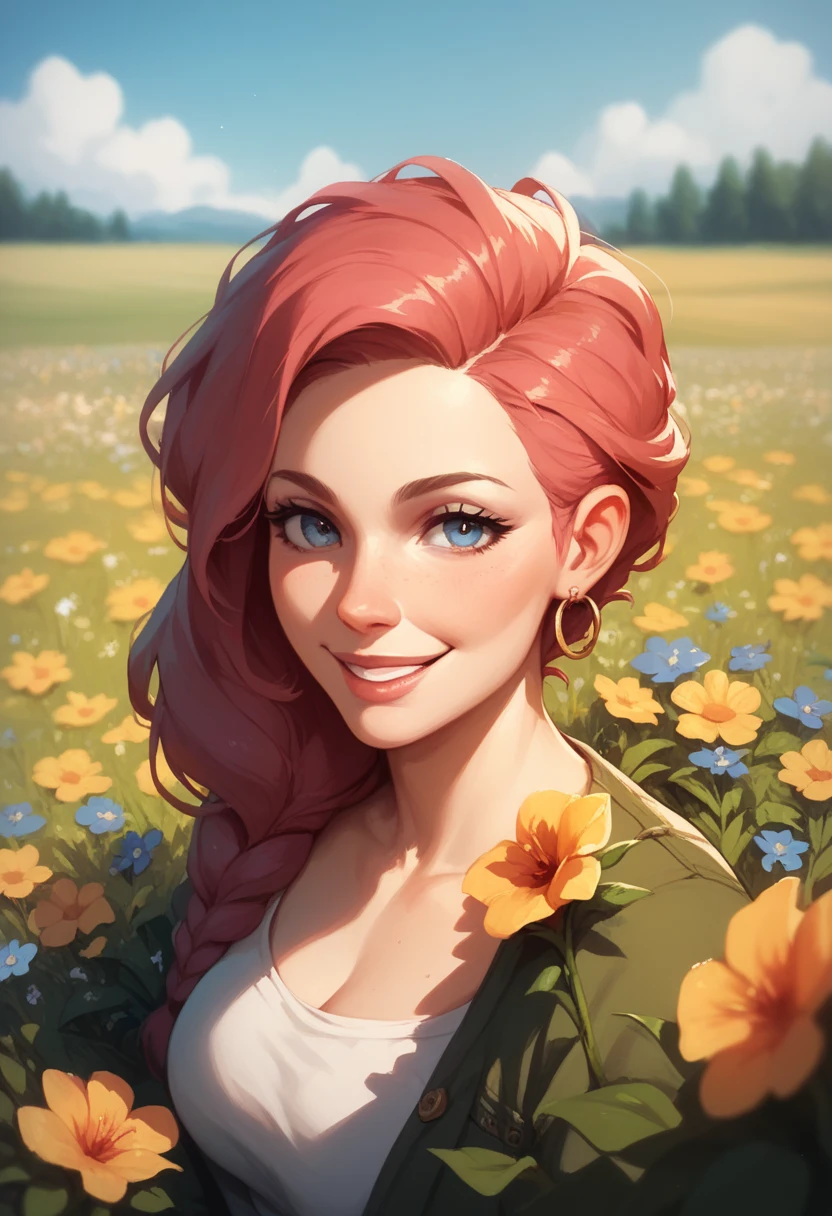 Make her smile in a flower field