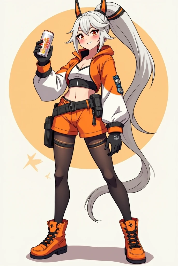 cigarette, smoking, solo, nail polish, sunglasses, smoke, choker, black choker, collar, jacket, mouth hold, holding, bangs,Ashe(megamanzxa)silver hair,green eyes,high ponytail,headband