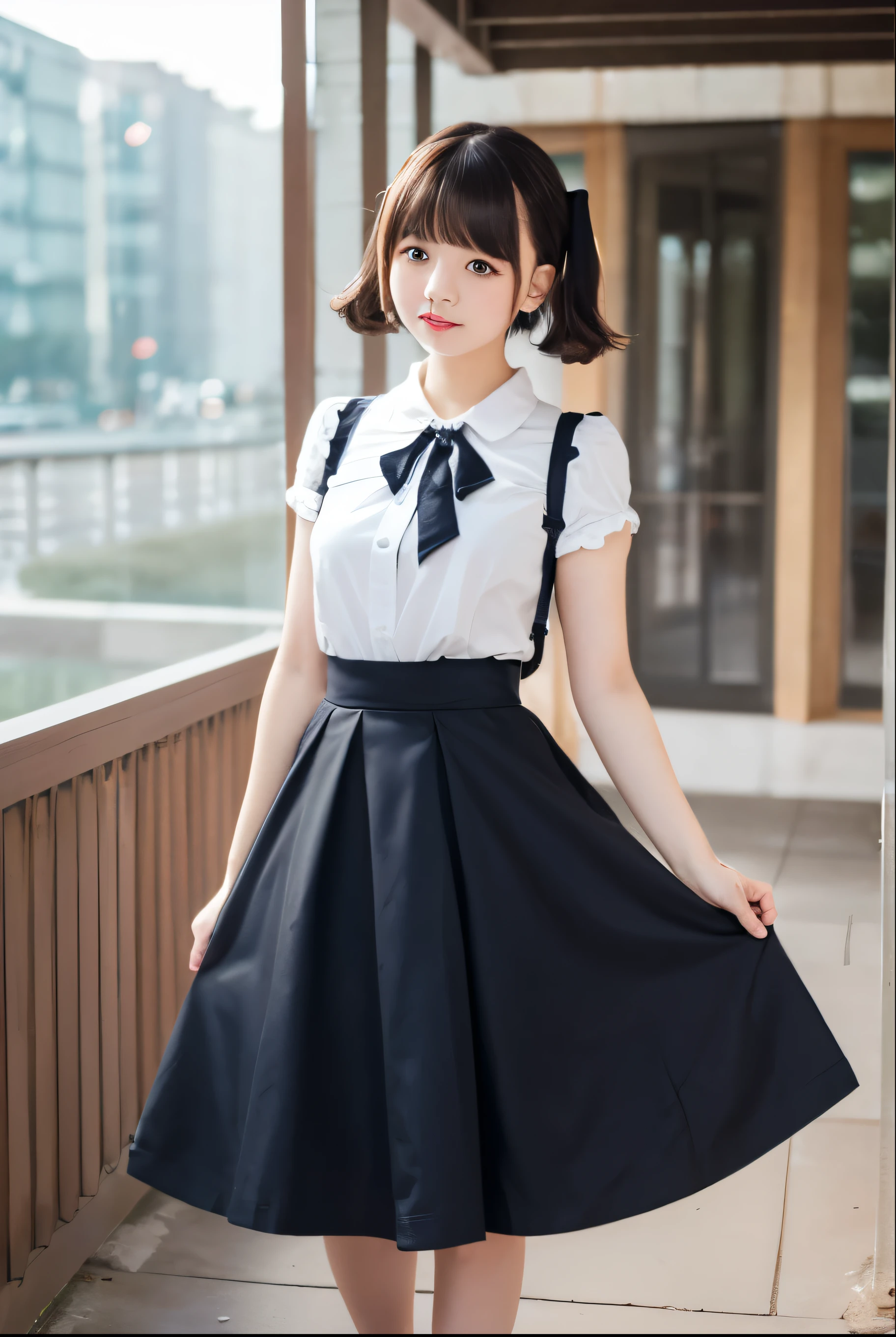 Baby face Fluttery skirt Lolita Mid-length skirt Knee-length skirt Girl Pulling up her skirt Alice in Wonderland