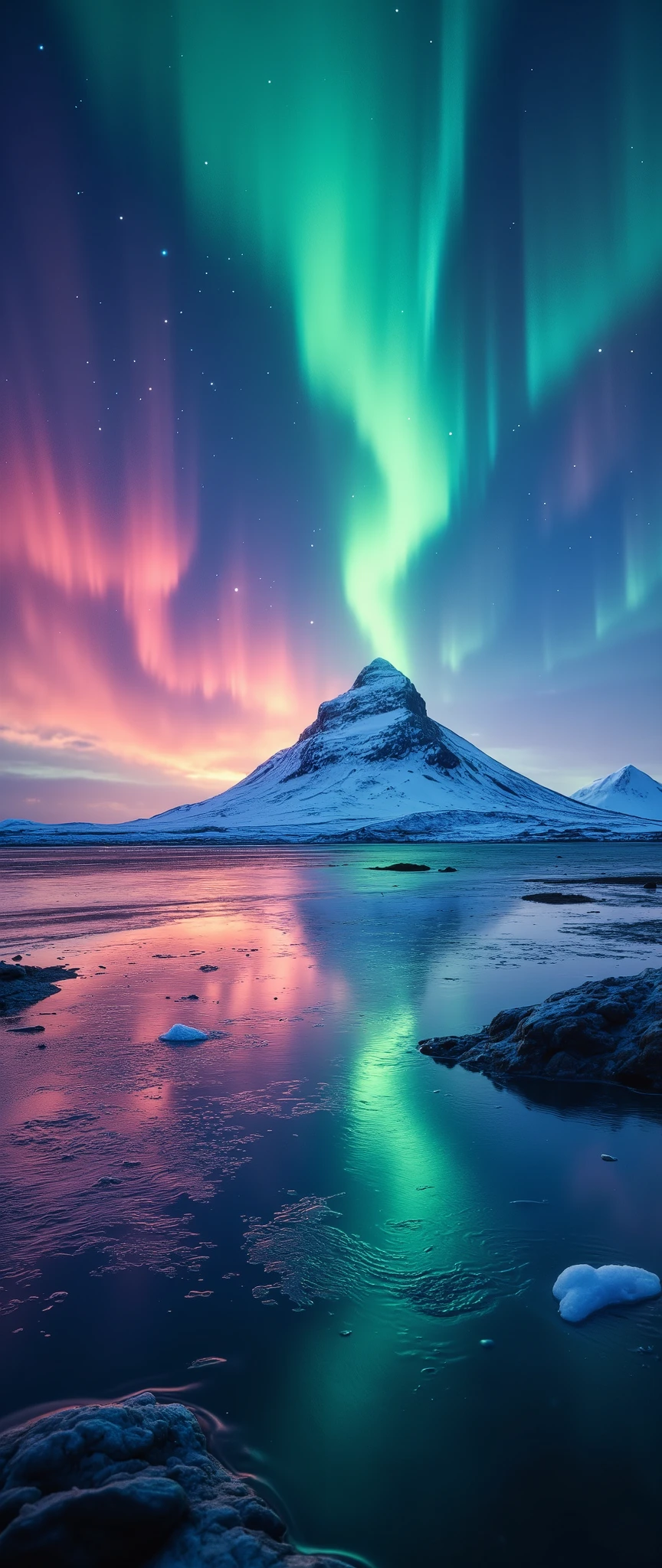 (masterpiece:1.2,Outstanding quality,Mirror finish, Cinematic Experience),8k,16k,wallpaper,( RAW Photos),( photorealistic ),(Aurora over a glacier:2.0),(Northern lights seen at Jökulsárlón Glacier Lagoon:2.0),(Iceland),(Spectacular landscape photos ),( dynamic),(Vivid colors:2.0),( Beautiful Gradations :2.0),(Diffuse reflection of light:2.0)