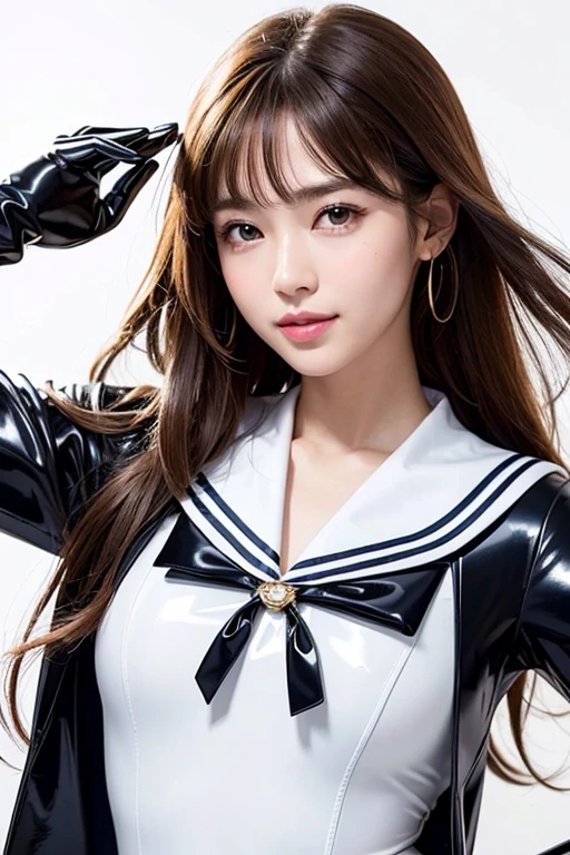1 girl, dog collar, 20 years old, middle breast, uniform, cute, cleavage