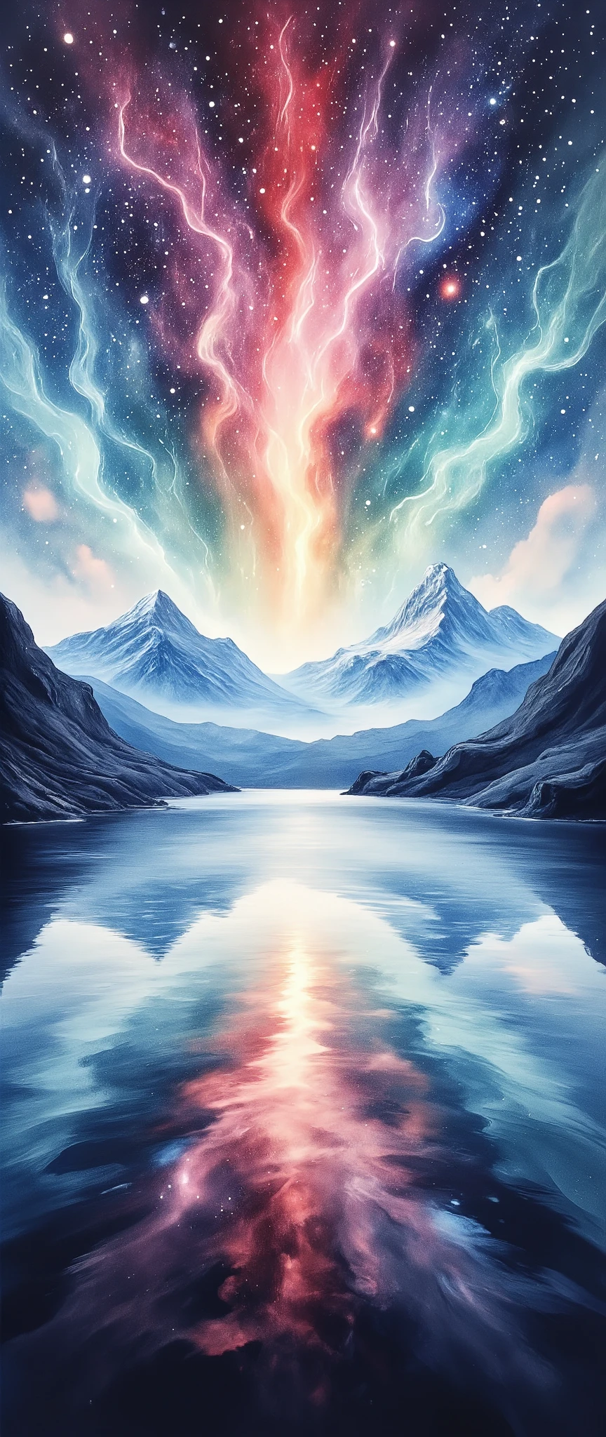 (masterpiece:1.2,Outstanding quality,Mirror finish, Cinematic Experience),8k,16k,wallpaper,( best illustrations),(Aurora over a glacier:2.0),(Watercolor painting of auroras seen at Jökulsárlón glacier lake:2.0),(Iceland),(Spectacular landscape photos ),( dynamic),(Vivid colors:2.0),(美しい gradient :2.0),(Diffuse reflection of light:2.0),(Mysterious),Smear, gradient ,Blur, sputtering,Layering,Dry brush,wiping ,Soft touch