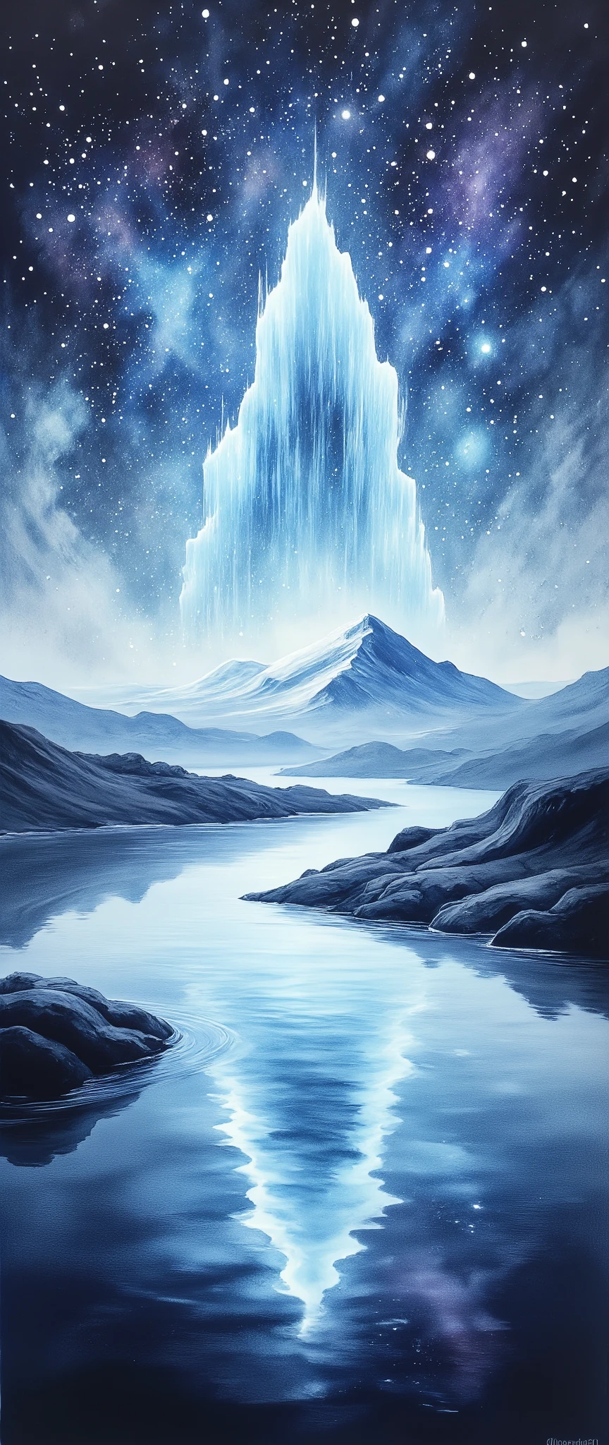 (masterpiece:1.2,Outstanding quality,Mirror finish, Cinematic Experience),8k,16k,wallpaper,( best illustrations),(Aurora over a glacier:2.0),(Watercolor painting of auroras seen at Jökulsárlón glacier lake:2.0),(Iceland),(Spectacular landscape photos ),( dynamic),(Vivid colors:2.0),(美しい gradient :2.0),(Diffuse reflection of light:2.0),(Mysterious),Smear, gradient ,Blur, sputtering,Layering,Dry brush,wiping ,Soft touch