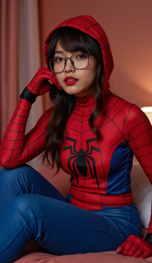 A Brazilian girl wearing a Spider-Man sweatshirt 