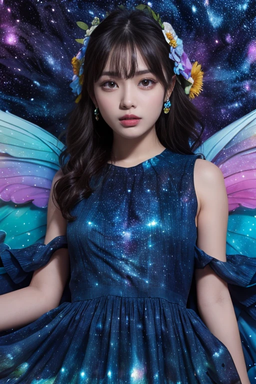 Butterfly girl with starry night wings