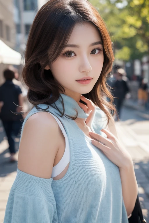 masutepiece, Best Quality, Illustration, Ultra-detailed, finely detail, hight resolution, 8K Wallpaper, Perfect dynamic composition, Beautiful detailed eyes, fluffy winter clothes,straight haired,Smaller chest、Natural Color Lip, Bold sexy poses,Smile、20 years girl、Cute、Sexy shot looking at camera,nighttime scene,Beautiful detailed face、KPOP Idol Face,Japan Idol Face,Classy face,Classy woman,slim face and body,Small face,Big eyes,Very cute face,Do gal makeup,off shoulders