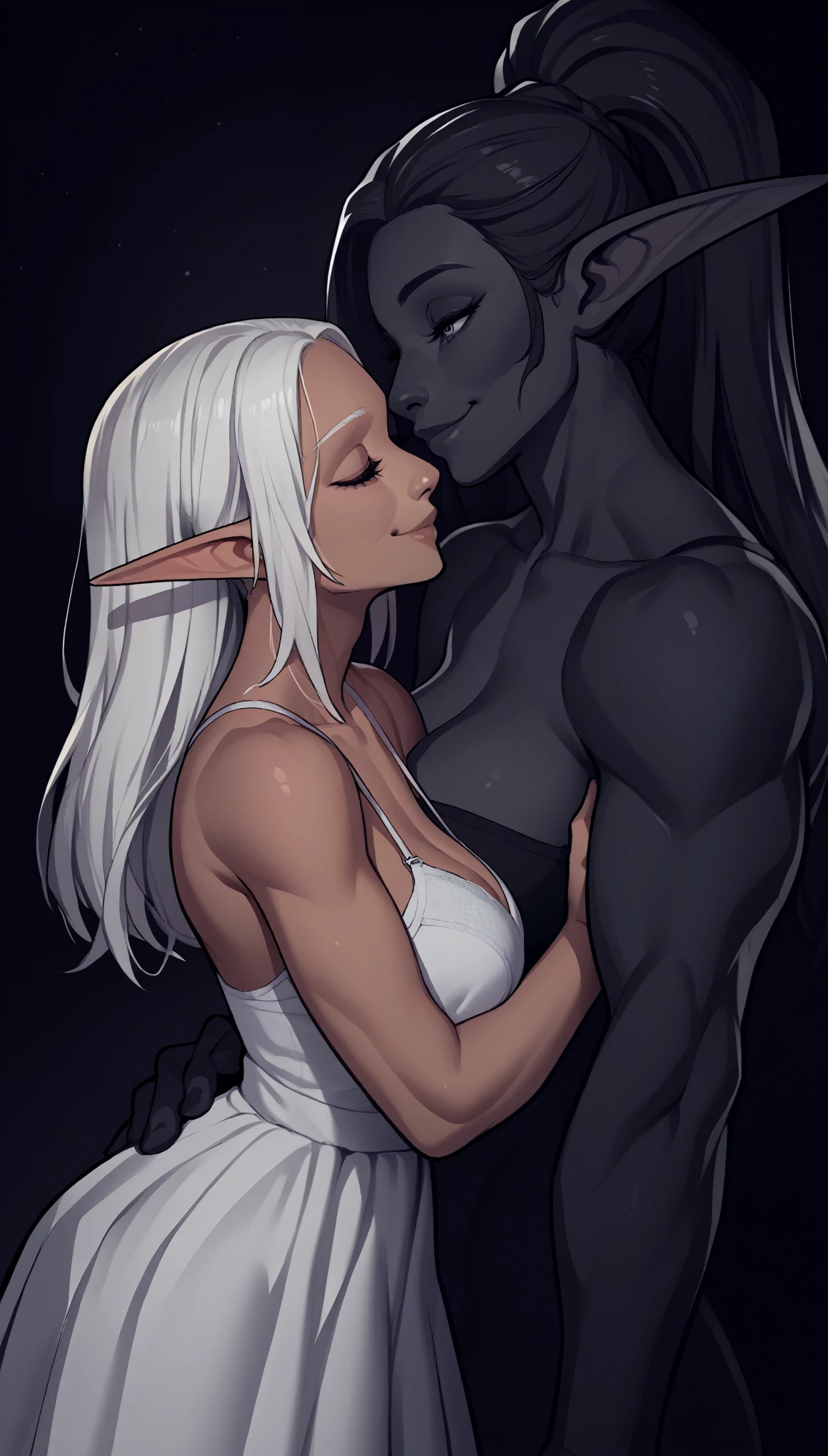 Dark skin elf mother and son sex scene, male pov