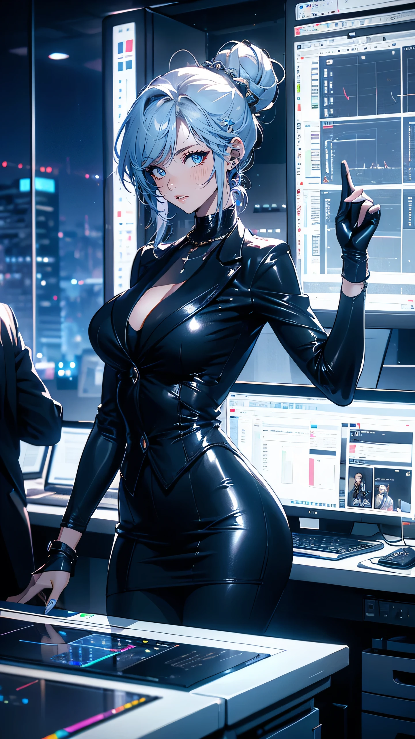 Leotard, highleg,A girl at the same table climbs onto the desk and looks at you.，Bad smile，Detailed art photos, beautifull detailed face, Dreamy, blazing, Back lighting, Glamour, Glow, shadowy, oil on canevas, brushstrokes, Soft, Ultra high definition, 8K, unreal enginee 5, Ultra Focus Sharp, ArtGerm, Roisch, nffsw, intricate art masterpiece, Menacing, Matte Paint Movie Poster, Golden ratio, CGsociety trend, Convoluted, epicd, Highly detailed, Vibrant, production cinematic character render, Quality model ultra-high，high-level image quality，well-muscled，The whole picture，
