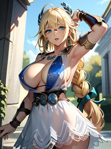  full nude ,Armpit Show,(masterpiece:1.4),( best quality:1.4),( absurd:1.4), pin-up ,  Sophie Tier_white dress_iwife,  Sophie Tier_white dress_iwife, blonde hair , Big Breasts ,Long Hair, braided , blue eyes, jewelry,Arma, clevis,sword,armor,shield, earrings for a woman alone,single  braided , dress, belt bag , transparent, Covered Nipples ,armored  dress,Big Breasts, hair ornament,white  dress,holding Arma,very Long Hair,lips, bare shoulders,bangs,Gloves,  hair bow , Necklaces , skirt,clavicle,feather, Exposing Clothes ,armlet,elbow Gloves,Greek Costume, braided ed ponytail, ( absurd,  high definition , Believable_ absurd:1.4),scenery,masterpiece,Laurel wreath,Midnight,Vaginal, sex , woman stands on top, ejaculate into mother's vagina ,sweat,girl trembling with  sex ual climax, breast milk, Put Your Arms Behind Your Head , spread legs , ahehe, orgasms