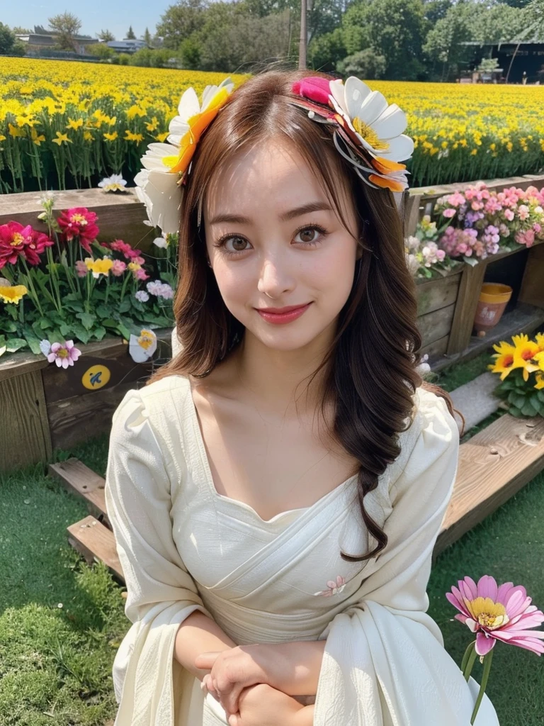Woman, ponytail, long, flowing hair, Hair floats up, hair floats up , Long hair wearing a black shirt poses in a field of flowers, beautiful south beautiful asian girl, Thai anime, 3 D, 8k, Shot with a high quality Fuji camera, quality 45.,000,000 pixels, realistic light colors,korean woman, beautiful young korean woman, gorgeous young korean woman, Chinese girl, Gorgeous Chinese model, Korean girl, beautiful asian girl, korean woman, Chinese woman,