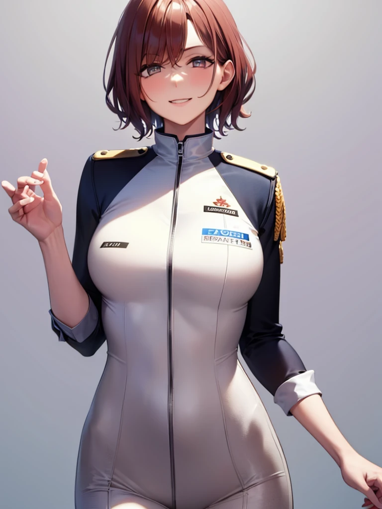 smile,living,Good,Full back , short hair on the side of the uniform,  beautiful face,   high resolution down ,masterpiece,   anatomically accurate, 最高quality,    high resolution down モデル, 高quality, quality,    very detailed , Ultra-fine, textured skin,woman,Accurate limb count ,slender,成人woman