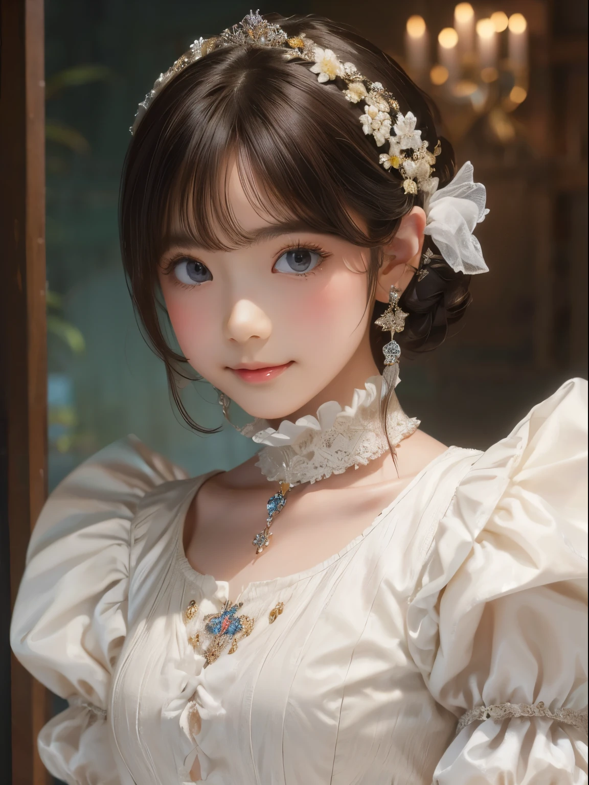 ((highest quality)),(超A high resolution),(Very detailed),(Detailed Description),((The best CG)),(masterpiece),super precision art, bob hair、((wearing puffy sleeves:1.3)),