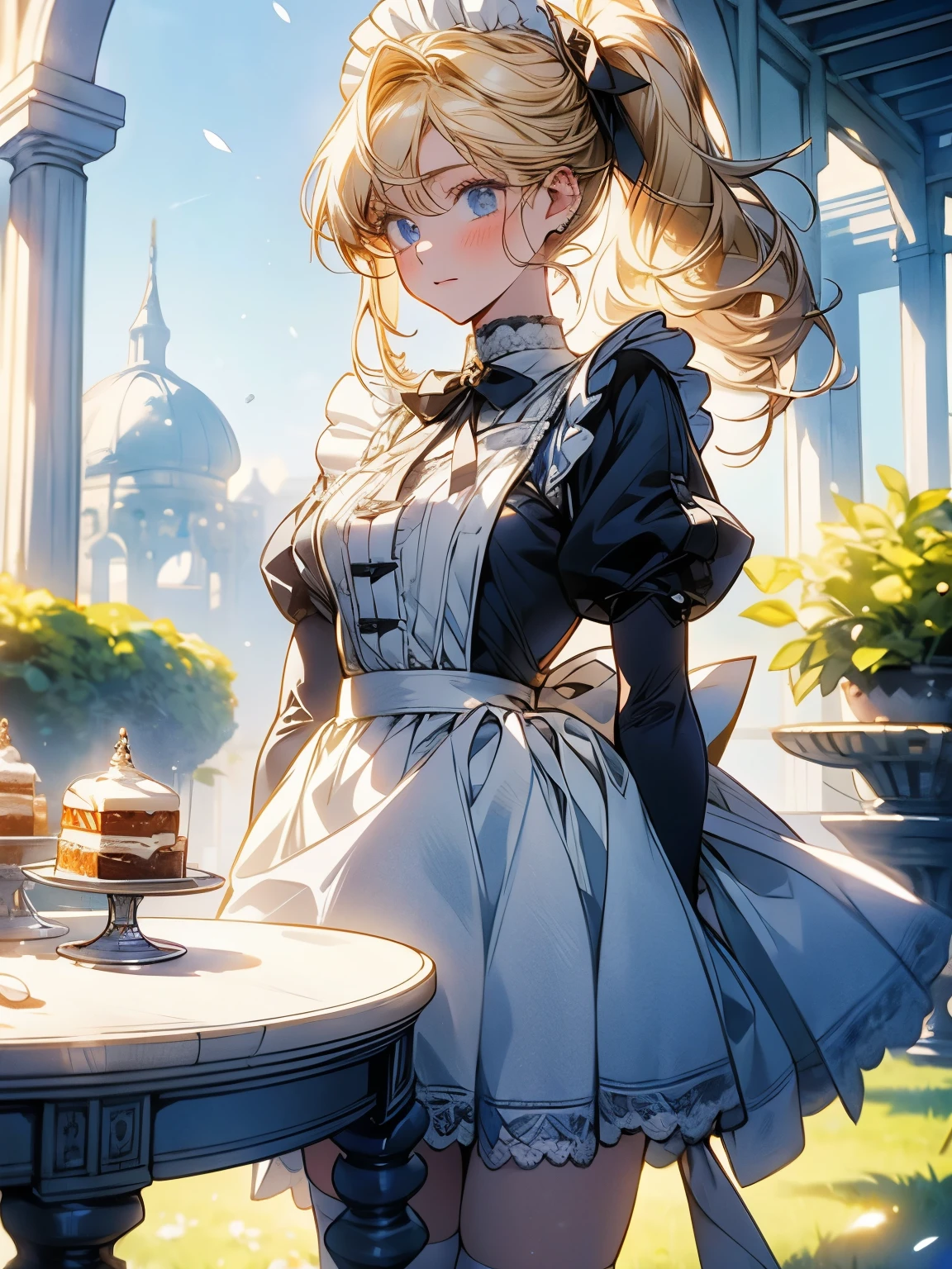 (perky chest:1.2), (pointed chest:1.2),(((Black Tunic:1.3))),(((cakes and bread in the basket),Cute and beautiful girl,Cute round face,Cute smile,with blush cheeks,Red Lip,a girl 22 years old, nsfw:1.2, beautiful body:1.3), shinny skin, BREAK, ((alice in the wonderland:1.3, cute, kawaii, lovely, funny, a girl falling down from sky:1.3, girl flying in sky:1.2, girl floating in air:1.3, rolling upskirt by wind:1.5, (with sparkling eyes and a contagious smile),open mouth, Looking at Viewer, surprised, putting hands on crotch over the skirts:1.35)), BREAK, ((floating things as follows:1.3, PlayingCards, Trump, tea cup, tea pot, tea spoons, pocket watch:1.3, lip sticks, candies:1.2, cookies, jam bottles, classical door_keys)), ((long purply_Blue dress :1.5, wearing long flaired skirt:1.3, the skirt is blowing:1.3, cute White Apron, black stockingedium long platinum-blonde hair:1.2, twin tail hair:1.6, tied hair with a cute ribbon), (Blue eyes, bright pupils with highlights, detailed eyes), (lying down on your back:0.7, spreading legs with rising up straight:0.7), sexy posture, fantastic colorful art, (fantasy art:1.2, wondered images), ((correct anatomy:1.5, perfect anatomy:1.3, correct hand, )),
