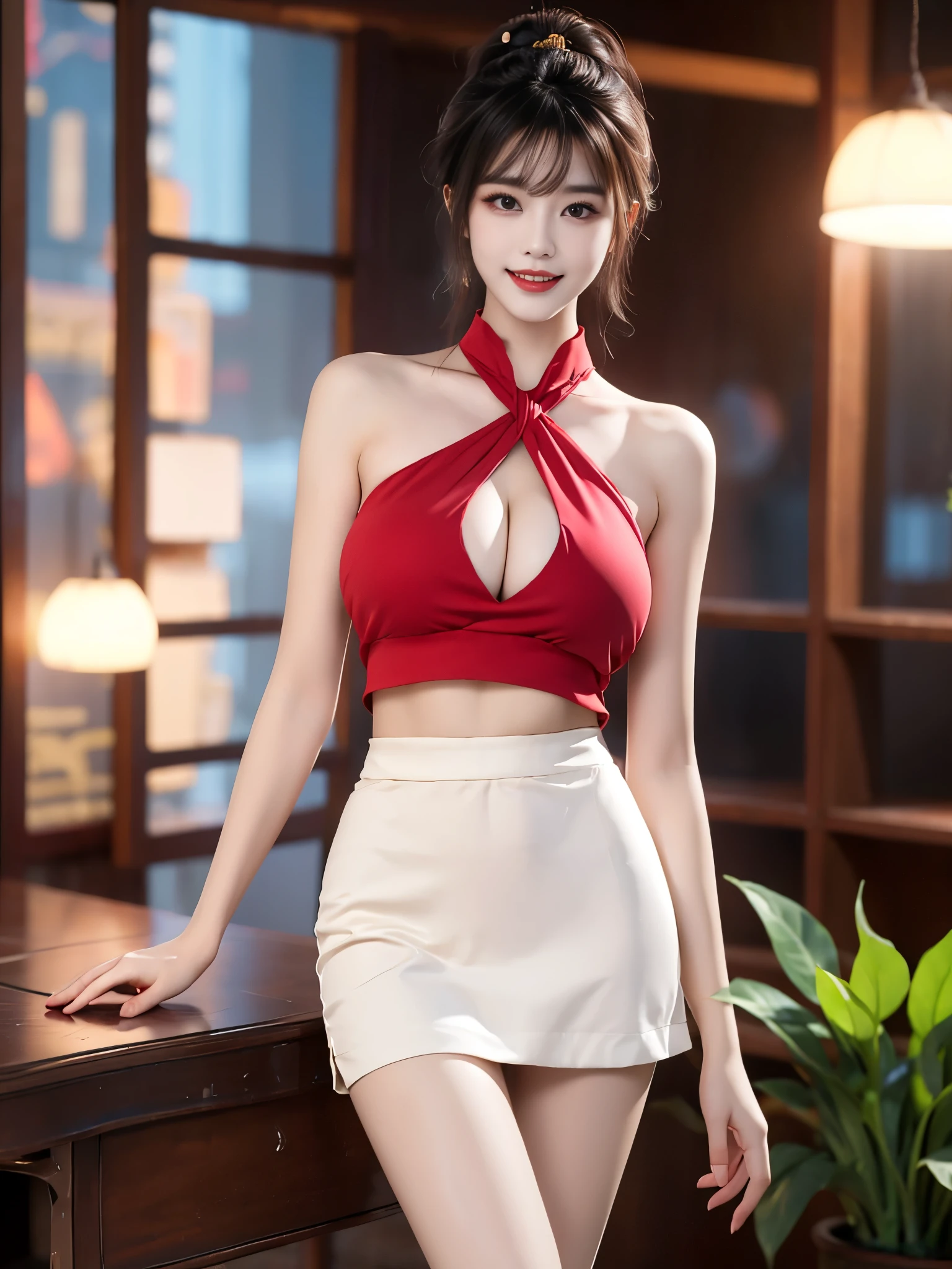 The new Chinese suit , (( full boobs )), ((The skirt is very short)), (( sexy legs)), ((whole body)), ((Type I Valley)), ((You can see )), Practical, Fashion Girl, Red lips,  Mature Women ,  exquisite makeup ,  big eyes,  beautiful , ( Quality Best , masterpiece:1.2),  Very detailed , (Practical:1.37), (([Random Scenes,  Random shooting angles )), ((Sexy long legs)),  Young and vibrant , Charming Model, (  Delicate Eyes , Delicate lips),  shows a bright smile ,  creates stunning images of girls, warm color,  Extremely Saturated ,  official art ,  extremely fine CG ,  unity 8k wallpaper , ( High dynamic range  :1.4), (Movie atmosphere),( Soft Colors ), (Natural skin, ultra-Practical, Soft Light, Sharp),( Very detailed ), night, moonlight