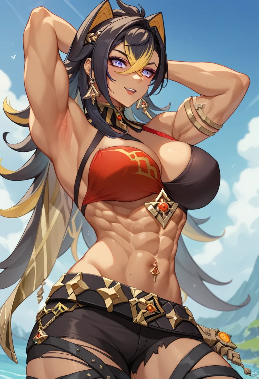 
genshin impact

dehya (genshin impact)


athletic female dark-skinned female muscular female showing armpits solo solo female toned female