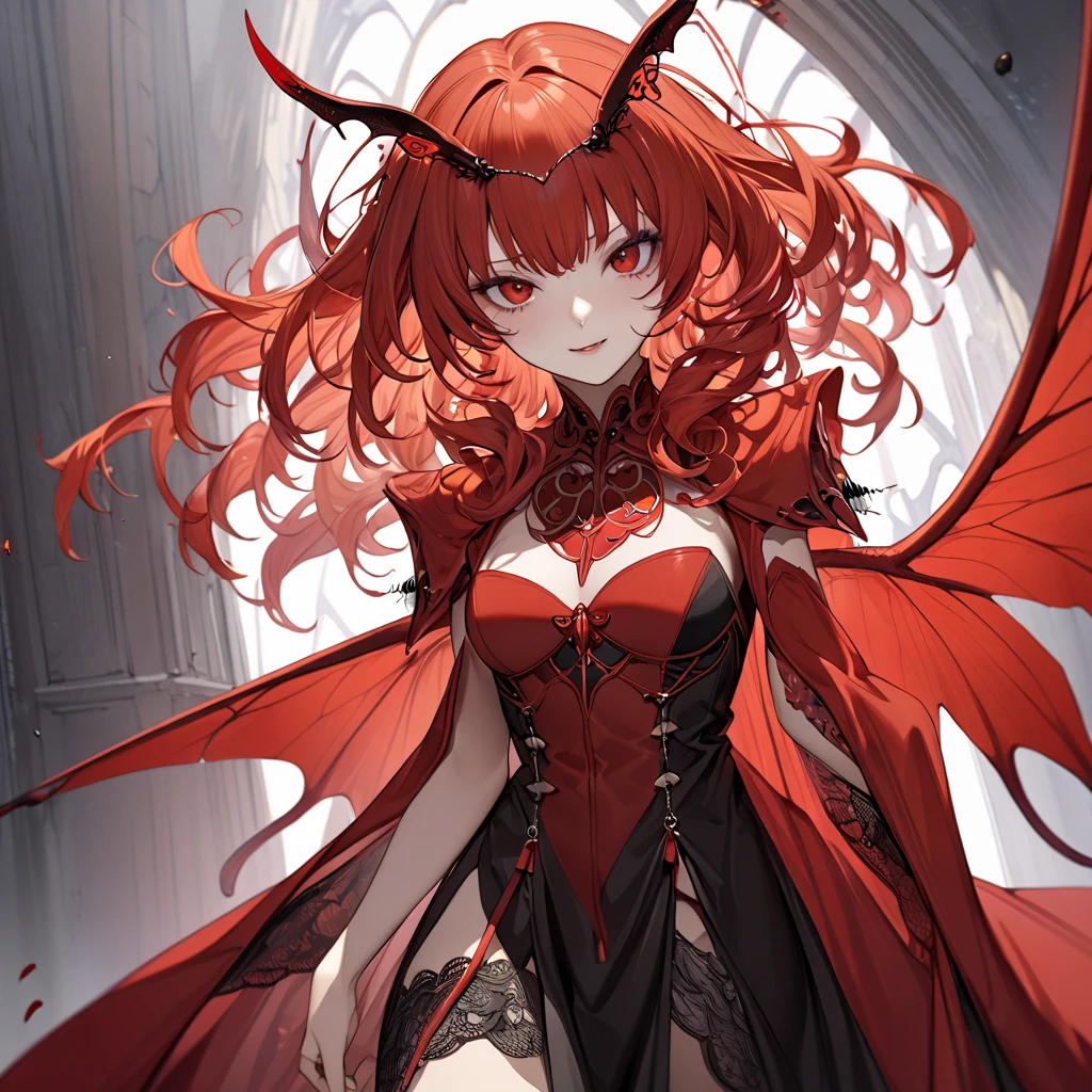 The beautiful female fly devil who has become a fly devil with different body and mind is a strange type of fly female demon with naked red hair, has compound eyes of flies, and grows fly antennae and fly wings、(( best quality)), ((masterpiece)), ( Details), （ perfect face）,The Devil's Woman is a red-haired Celica with excellent proportions The Naked Woman of the Flies Devil 