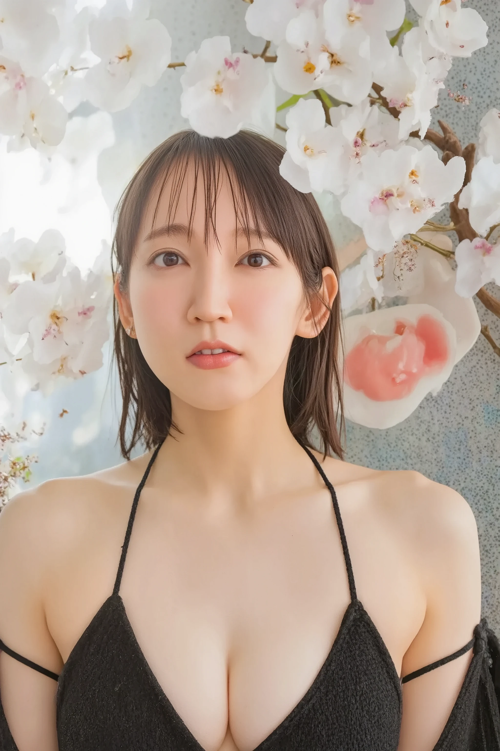 (Best quality, 8k, 32k, Masterpiece),(Realistic: 1.5),riho yoshioka:2.5,eroticism:2.3,elect nipples:2.9,real nipples:3.0,spread pussy:5.2,flushed cheeks,medium breasts,pussy juice:2.3,straight long hair,stand upright:5.0,pubic hair:5.1,great laughter,(sexy lingerie:3.2),(small size lingerie:3.2),30 years old