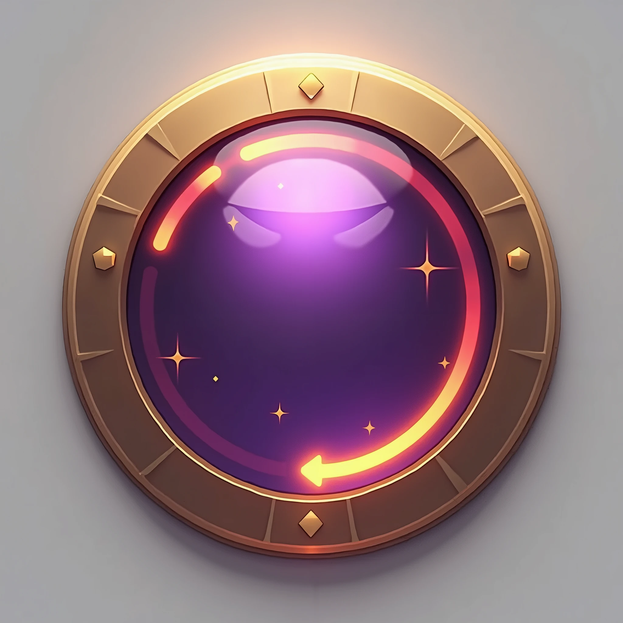 A close up of a clock with a purple background and a yellow light ...