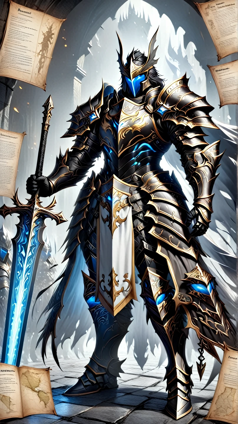  close-up：Wearing armor、 Person with Sword and Shield , Concept map，Created by Jeonseok Lee  ,  Artstation Contest Winner , Fantasy Art, Male Paladin, a human Male Paladin, Ares, Wears Heavy Full Body Armor and Sword, Fantasy Paladin,  Strong Fantasy Knight ,  Heavy White and Gold Armor , Armored Warrior , From Pathfinder , Epic Paladin Armor , Knight in armor.Full body picture
