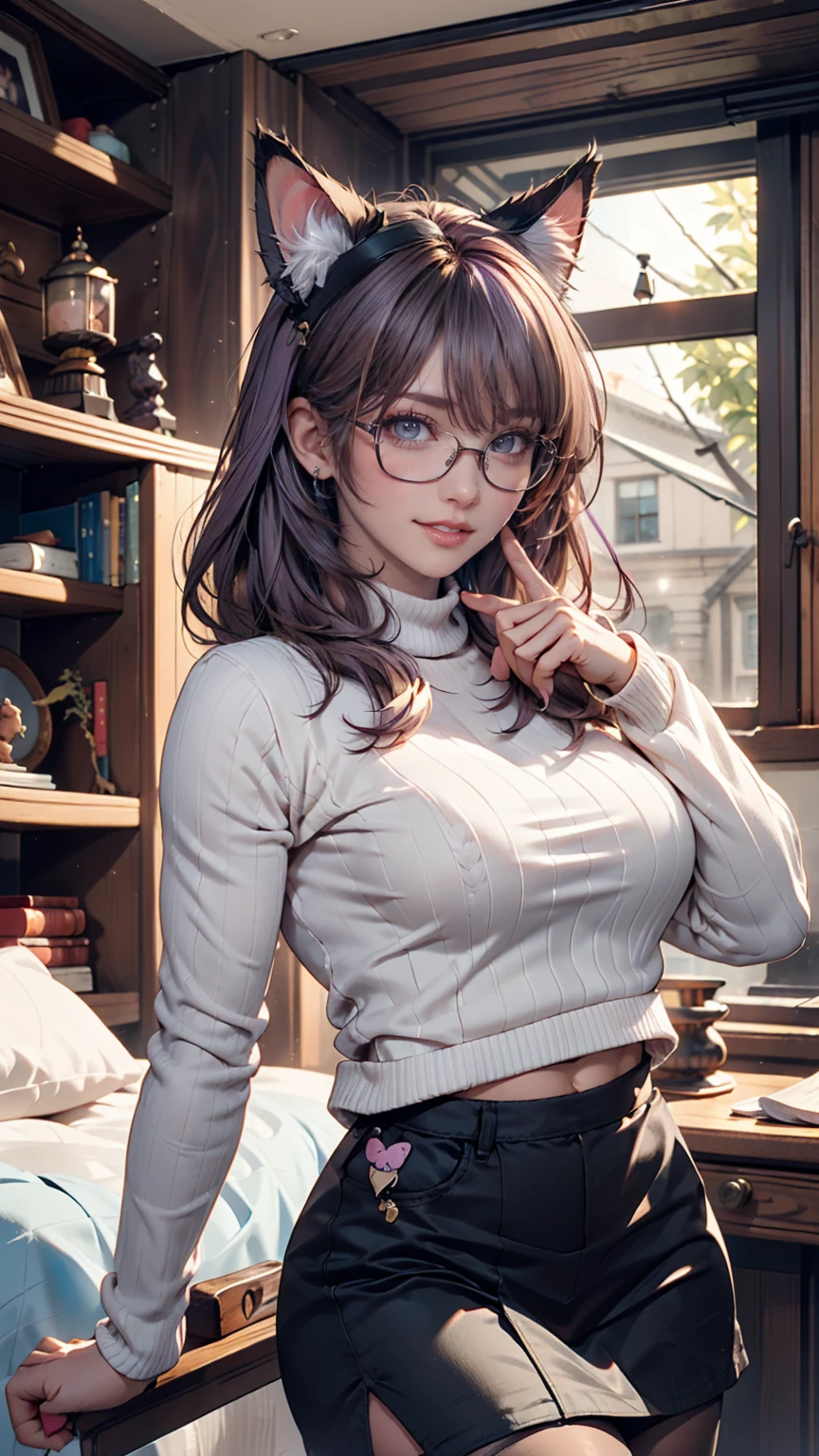 breasts, 1girl, glasses, skirt, teacher<lora:teacher-HXZ:0.8>