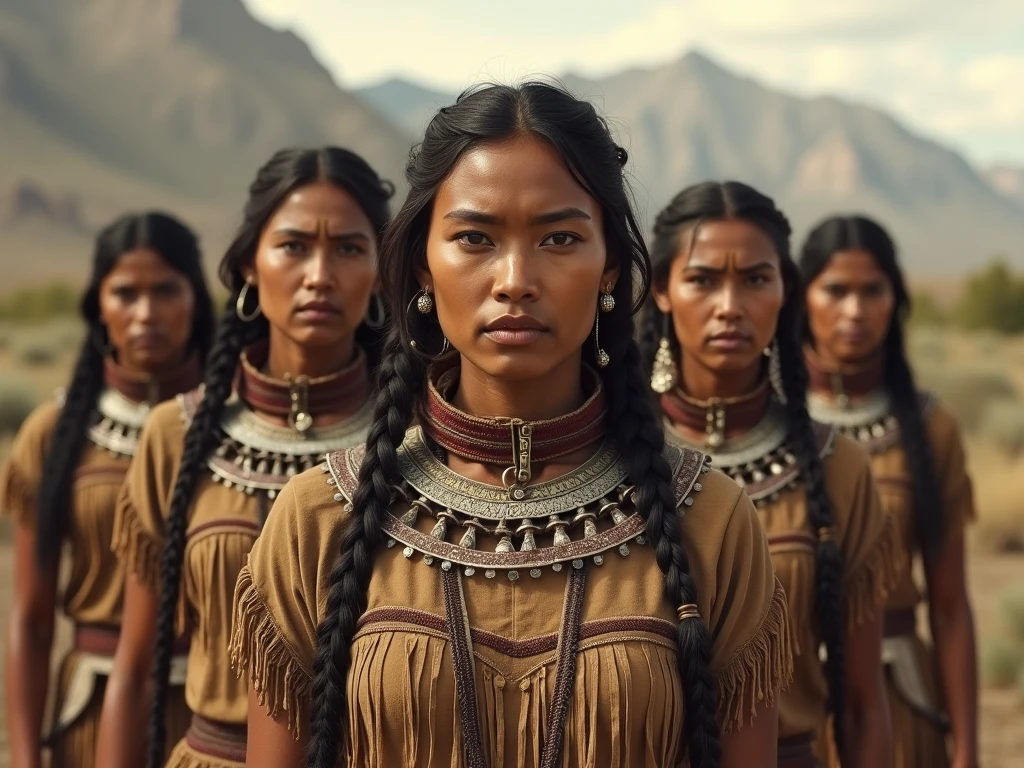 ((masterpiece)), ((best quality)), ((highres)), ((extremely detailed)), ((long shot, side view)), 1 black skinned large BBW girl as Pocahontas costume, full body, Beautiful Native American woman, mature woman, Big breast, (super realistic), (peerless beauty), detailed skin texture, detailed cloth texture, beautiful detailed face, intricate details, ultra detailed, indigenes feather jewelry, feather headdress, traditional handmade dress, (((riding on a huge fat Clydesdale horse))), (((road in the middle of the sparse wood))), ultra realistic, concept art, elegant, ((intricate)), ((highly detailed)), depth of field, ((professionally color graded)), cool ambient lighting, bright midday sun, (Best quality, A high resolution, Photorealistic, primitive, 8K,Masterpiece, ),Best quality, Masterpiec8K.hdr, (vivd colour:1.100). whole of horse and rider in full complete side view (head, body, hands, hoofs, feet)