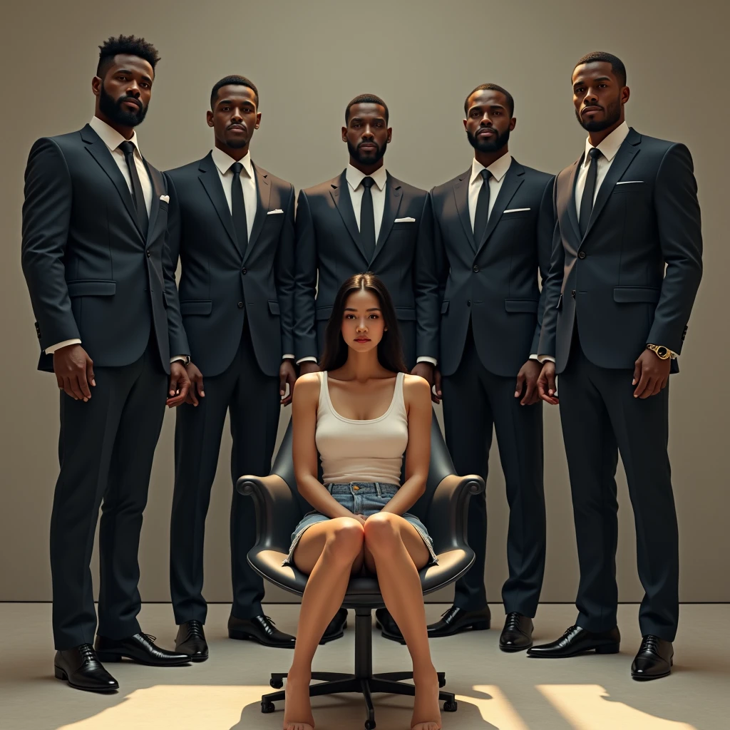 Put on 7 black men and a white woman 