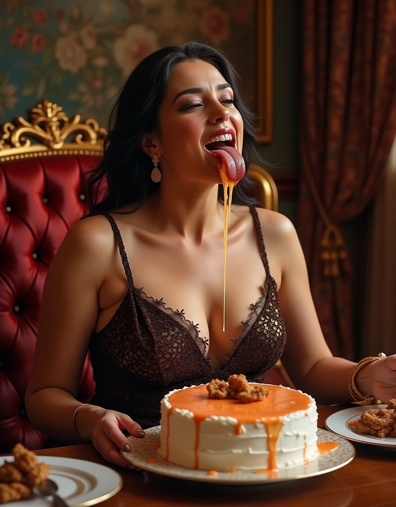 (Photorealisti:1.3), extremely detailed,realistic style,scifi dark art,filigree,angle shot,Hyperdetailed,Hyperrealistic,photography of a beautiful woman, dark lace gothic dress, tattoos,at morning,breakfast,looking directly through a donuthole,smiles,tongue out,32k ultra fine detailed,cinematic,photo realistic,dynamic lighting,masterpiece,high definition,stylized realistic art,smooth,ultra high definition,ultra sharp focus,intricate artwork masterpiece,neon lights,