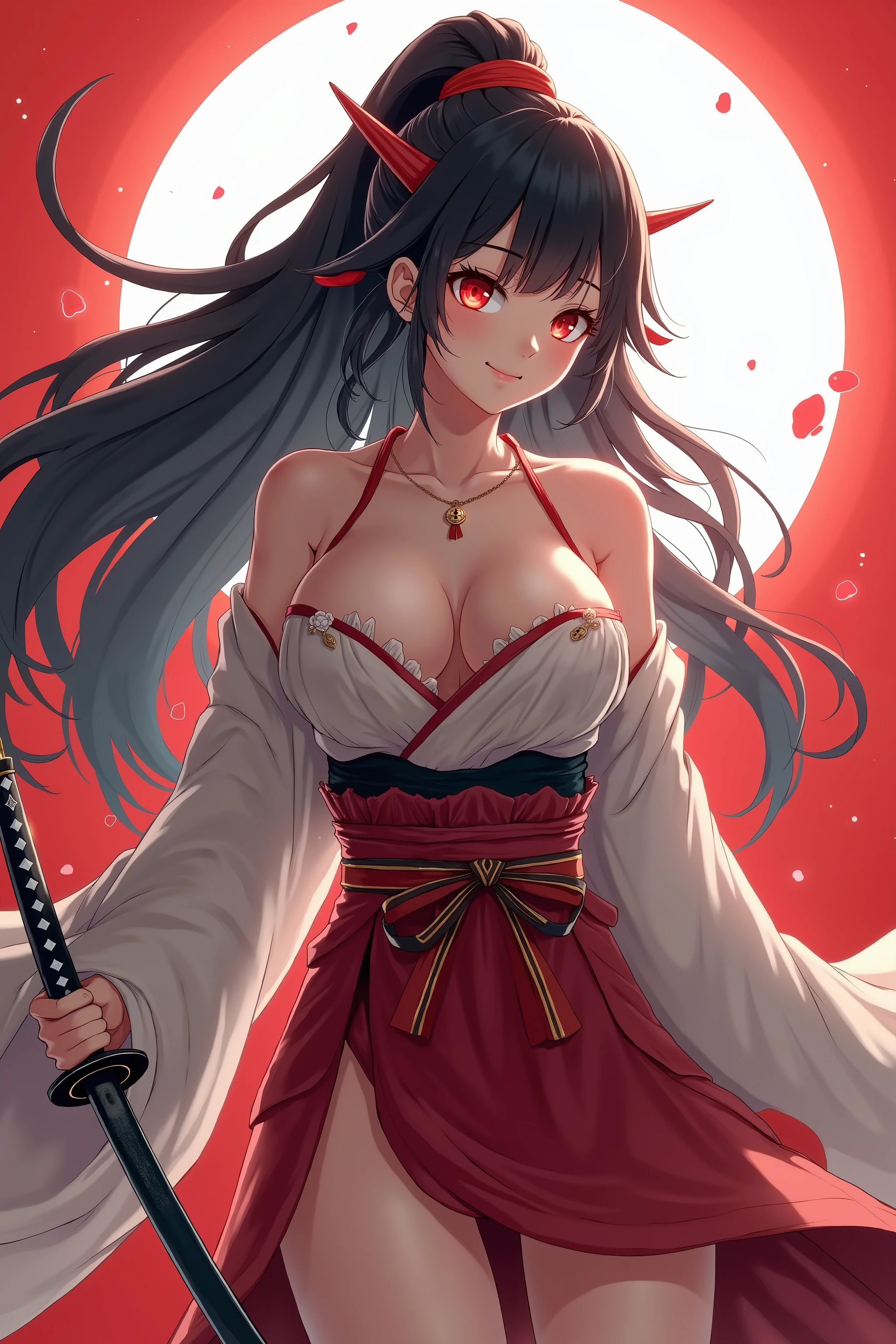 Sexy teenager，(tits out:1.4)，Hair Accessories and Necklaces，8K分辨率，top-quality，hyper HD，extreme hight detail，ancient environment，the night，Top Design，Red Hakama，Dynamic lens，Texture，Ancient wind, dance, A dark-haired、floting hair、Delicat eyes、cleavage of the breast、thighs thighs thighs thighs、Fushimi Inari、Red torii gate、natta、Moon Night、a moon、heroine、Gentle face、kindly smile、Black eyes, red lipsticks,　exposed breast、protruding areolas 、(flawless skin、perfect hand、Perfect fingers、perfect chest、perfect hair)、Perfect body、(Too sexy woman、Symmetrical beautiful sexy woman),(pureerosface_v1:0.5)、A charming smile、Open your clothes, torn open, The tip of the chest is exposed,fullllbody