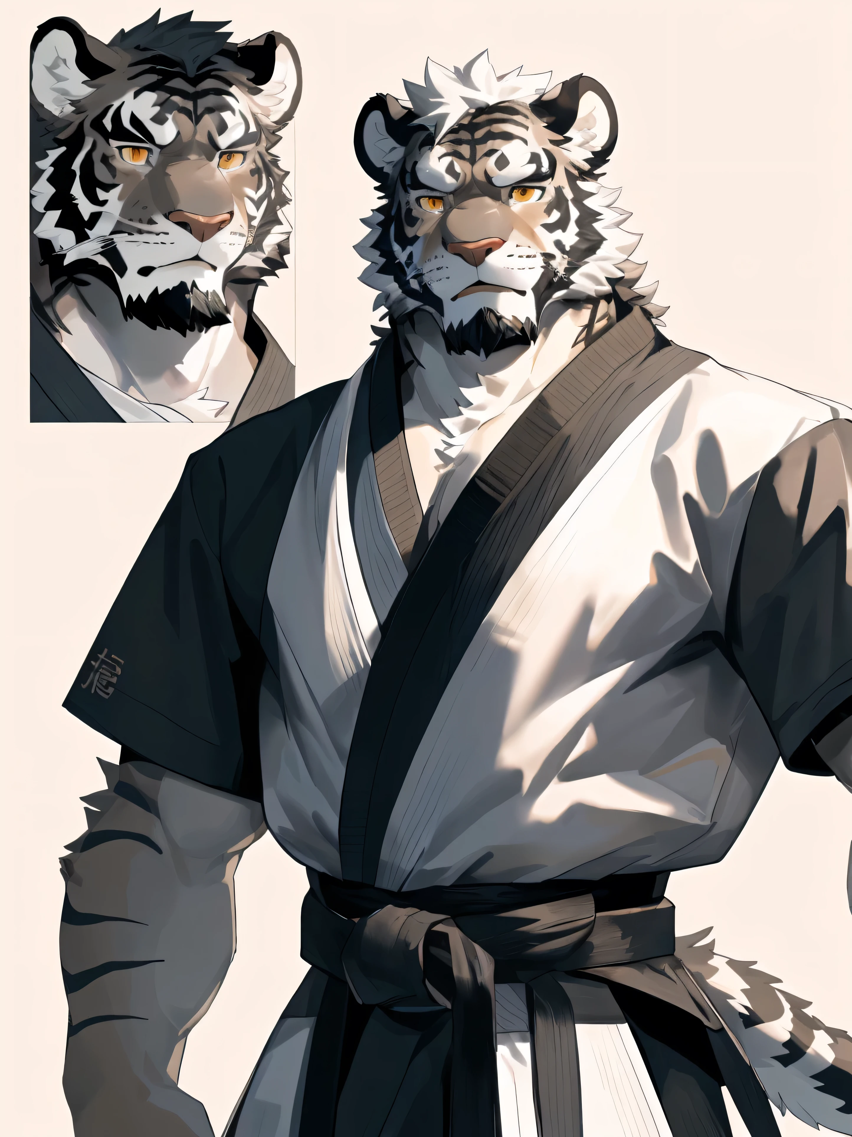 ( white skinTiger),(Upper Half Body Naked:1.7),(Martial Arts Clothing:1.4),(Holding a long sword),(Great posture),Standing quietly,( The background is an ancient city ， There are lots of busy vendors in the city:1.8),(Abdominal muscles),Heroic Pose, perfect masterpiece, various facial details ,close up,Specific description,masterpiece,(CG),( Golden Eyes),The black and white pattern ,black and white tail,,Heroic Pose,Tiger, black and white fur ， specific facial details ,Half Body,(Chang Ling),((Middle-aged people)),(Face focus ),(16k),(HD), Black and white belly ，Temple，beard,(Facial lines),(Heterochromia,),( black and white hair ),(Strong:1.2),(muscle:1.3),( High Resolution :1.3),(close up),( detailed face :1.5)， perfect detail ,(Half Body),( detailed description of the face :1.5),(Zoom in on the face:1.5),(White Facial lines:1.2),(Black Beard:1.3),(white face:1.6),(White body),( white skin, black stripes:1.3),( white cheeks :1.5),( with pale skin :1.3),CG,( smell of quack :1.3),(Martial Arts:1.5),(knight:1.5),( realistic ),A wine bottle around his waist ,