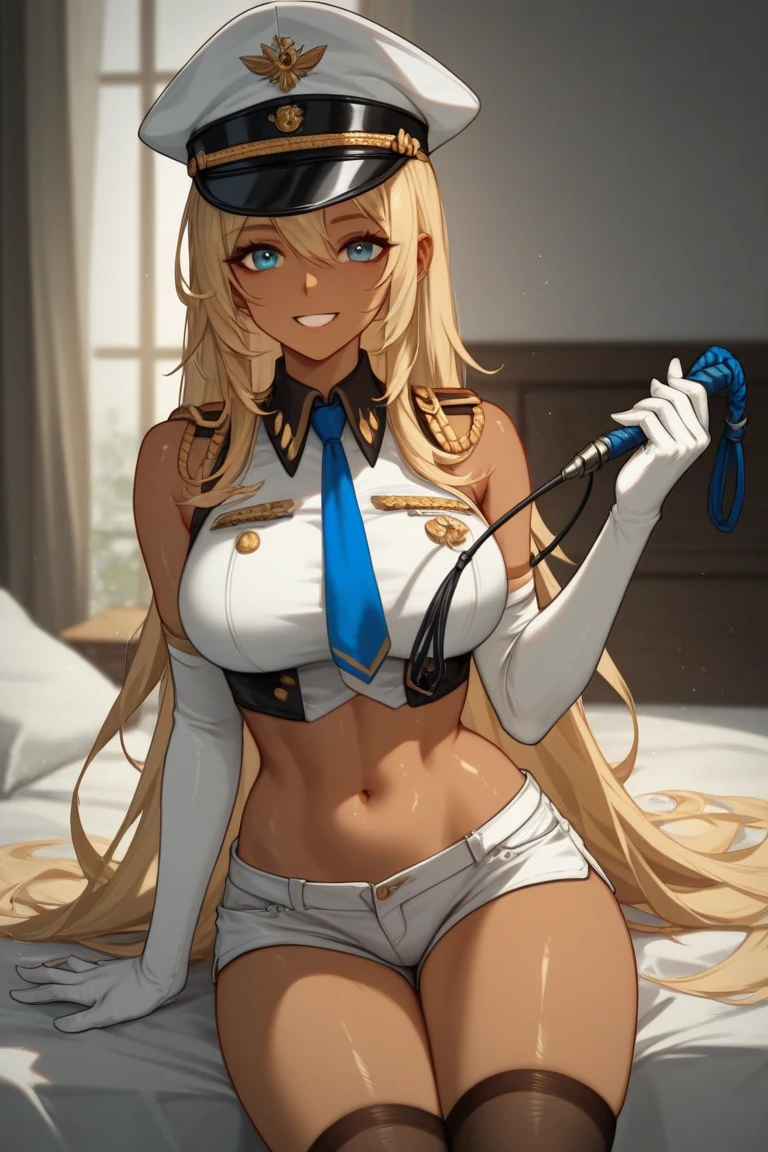 (papel de parede CG Unit 8K extremamente detalhado),(obra de arte), (melhor qualidade), (ultra-detalhado), (Best illustration),(melhor sombra), (delineador afiado, sombra, olhos detalhados:1.1),, 1girls, abs, adonis belt, amber eyes, areola, areolae, ass visible through thighs, athletic, athletic female, bangs, bangs between eyes, bare shoulders, biceps, big breasts, breasts, closed mouth, collarbone, dark skin, dark-skinned female, deltoids, female, female focus, female only, fit, fit female, hat, hat only, huge breasts, large breasts, leaning, leaning back, long hair, looking at viewer, midriff, muscle, muscles, muscular, muscular arms, muscular female, muscular legs, muscular thighs, naked, naked female, navel, nipples, nude, nude female, partially clothed, partially nude, partially undressed, pussy, sidelocks, simple background, sitting, sitting down, solo, solo female, solo focus, spread legs, thick thighs, thighs, tomboy, toned, toned body, toned female, triceps, white background, white hair, yellow eyes