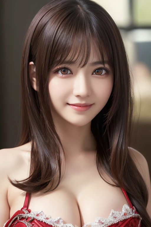 12K、hdr、 bit depth 10 bit、smile、((clear red eyes)))、(((( best quality))))、 cleavage、(((Ultra-precise CG16K wallpaper)))、(((masterpiece)))、((( Very detailedな)))、((( Extreme Details)))、１people々々&#39;woman、Mature woman、2 woman、((  the face of Japan ))、(( very beautiful face ))、((Beauty:1.5))、(( straight half-length hair :1.3、 Short Bang ))、(Sparkling brown hair)、 Please focus on the beautiful and delicate eyes 、 raised eyebrows 、high nose、Small nostrils、Small Mouth、Seductive lips、 Beautiful breasts、((  C cup size breasted  ))、 clevis、 plump body 、( chubby body )、  bound behind perfect proportions 、perfect anatomy、 perfect composition on the board、Beautiful subtle shadows、美しい natural light、  Beautiful Details Shine 、 written border depth、((( high chroma)))、(((Genuine:1.9)))、(( Vivid :1.5))、((Horn:1.6))、(( beautiful skin ))、(( skin texture))、((Genuine skin feel))、((( close-up shot :1.5)))、((Horn angle seen from the front:1.6))、((Surprised face with mouth open:1.6))、(Eyes staring at me:1.5)、Dazzling sunlight、 natural light、(((、Sexy、joy、transformer:1.8)))、([Sleepy eyes:1.6)、(( half-open lips :1.6))、(( Necklaces 、Wearing earrings:1.3))、 Latex Bodysuits、 Knee High Boots 、Huge 、  bright long brown hair、Sparkling,  oily skin 、 growing skin that does not depict the nasal cavity、 white skin、 upper body、 face close-up 、  best quality, Realistic,  Very detailed, finely,  Dende Wallpaper , A beautiful woman,, Light brown messy hair,   sharp concentration,  perfect dynamic configuration, Beautifully detailed,  detailed hair, Detailed Realistic skin texture,   close-up portrait,  model body type