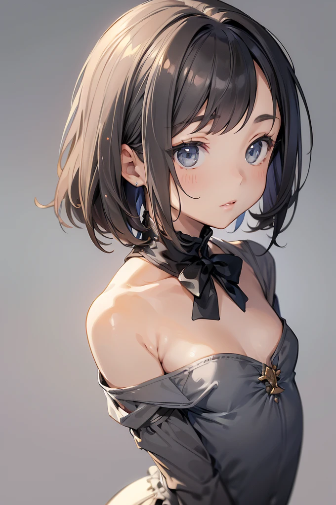 (best quality), (Super detailed), (Best Illustration), (masterpiece), (woman), high contrast, look at viewer, {(white serafuku:1.2), (show off bra:1.2)}, (large breasts), {(detailed eyes), blue eyes}, {brown hair, (sideburns), (bob cut:1.3), curly hair, hairs between eyes, colored inner hair}, blush, earring, (panoramic view:1.3)