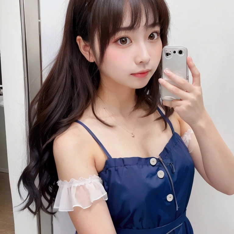 (masterpiece:1.3), high resolution, ultra detailed, extremely detailed CG unity 8k wallpaper, realistic, photo-realistic, RAW photo, beautiful detailed face, pale skin, realistic glistening skin, detailed cloth texture, detailed hair texture, Perfect Style, Beautiful Face, accurate, Anatomically correct, Highly detailed face and skin texture, natural neck length,
BREAK
Detailed eyes, symmetric eyes, Brown eyes, Double eyelids, Thin eyebrows, (Sexy Lips:1.3),
BREAK,
((Innocent and Cute girl:1.3)), ((wearing a sleeveless Light-blue Button shirt dress :1.4)), (beautiful clavicle), (cross strap shoes), shiny small (necklace, bracelet), ((large hoop earrings:1.2)), (ring belt:1.2), (hobo bag over shoulder:1.3), Layered Hairstyle, Dark-brown hair, wavy hair, medium long hair, (ashamed smile:1.1), (wet eyes, shiny eyes), (medium large breasts, firm breast, nicely shaped breasts:1.1),
BREAK,
((Standing in front of the bus door of Japan style:1.2)), ((looking back at viewer:1.3)),
BREAK,
((Upper body shot:1.2)), (face Focus:1.2), (from behind:1.1), (background of beautiful sunset shines:1.4)