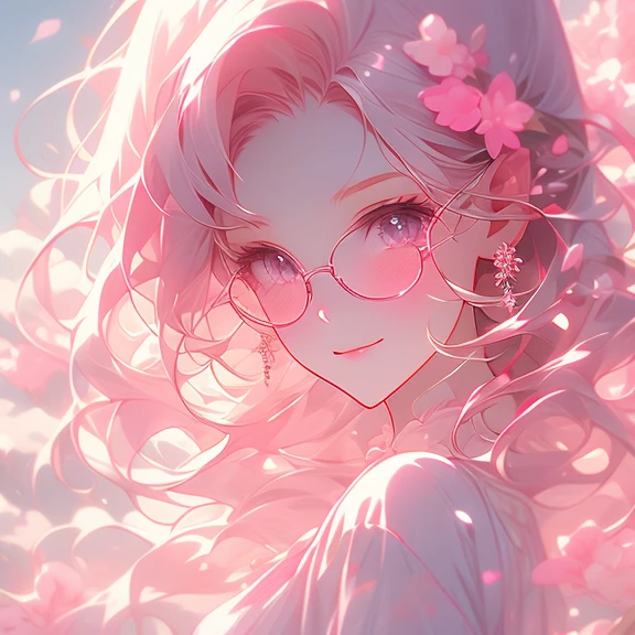 Expressed in shades of pink　anime girl　smile　Waiting for Spring