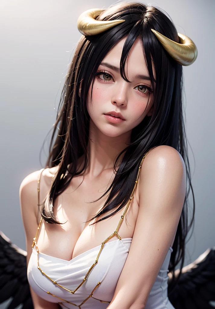 (Masterpiece, Best Quality), white wings, black backdrop