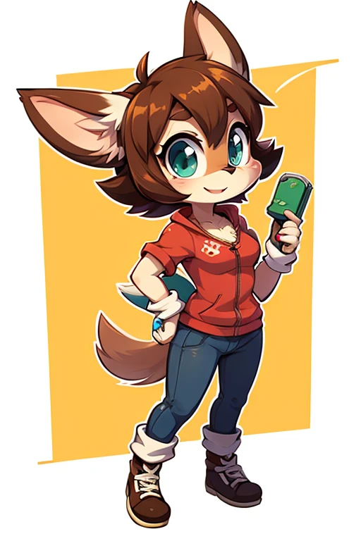 boy, squirrel, furry, bodyfur, camisole, bottomless, no panties under pantyhose, gloves, boots, chibi, happy, sparkling eyes