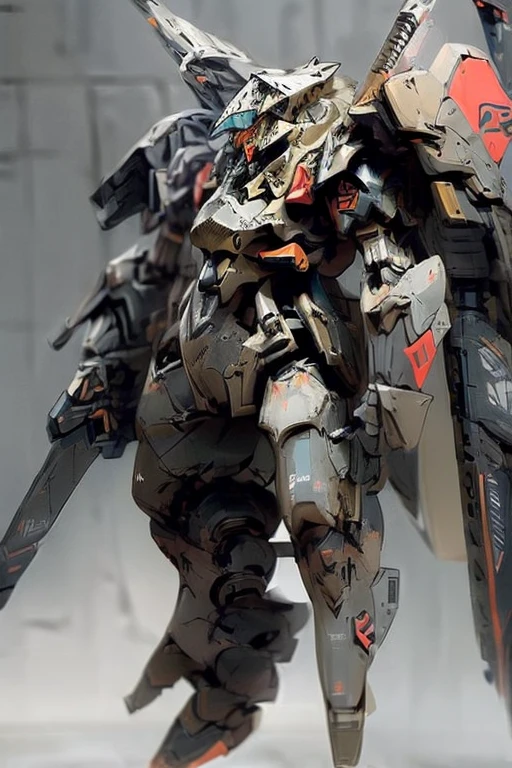 (FRS:2.2), (armored core:1.8), A ninja styLe mecha stands,(science fiction:1),mecha armor,(a stylish mech:1.6),(hawken:1.6),(long legs:1.1),glowing eyes,(full body:1.2),mechanical parts,robot joints,(holding huge weapon:1.5),(huge mechanical shield:1.2),best quality,masterpiece,highly detailed,ultra-detailed,(huge mechanical weapon:1.3),(detailed weapon:1.2),(huge mechanical gun:1.2),octane render, highly detailed, volumetric, dramatic lighting