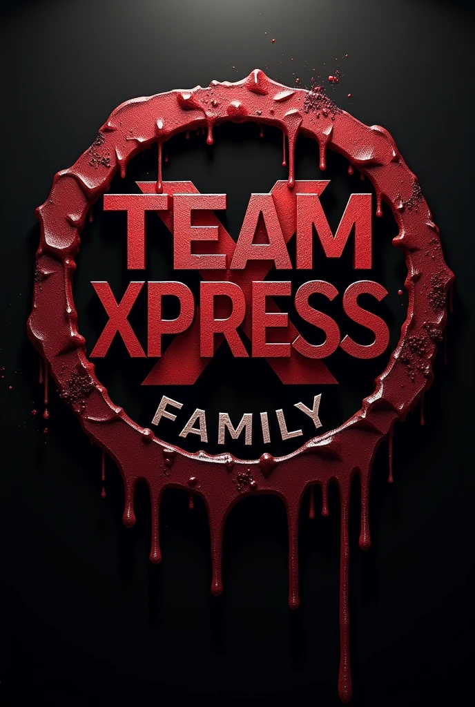 A bloody round logo that says team xpress family