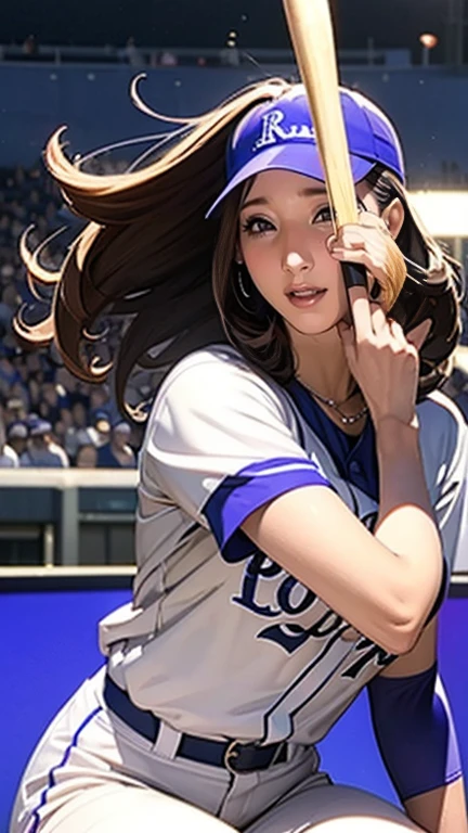 No. 4 batter、 homerun artist 、 very beautiful woman 、I'm wearing a Colorado Rockies uniform,hitting at Dodgers Stadium 、Long legs、White-skinned Japanese hitter 、