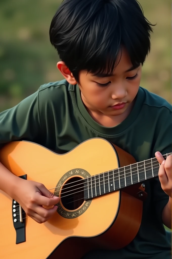 Make a boy play the guitar