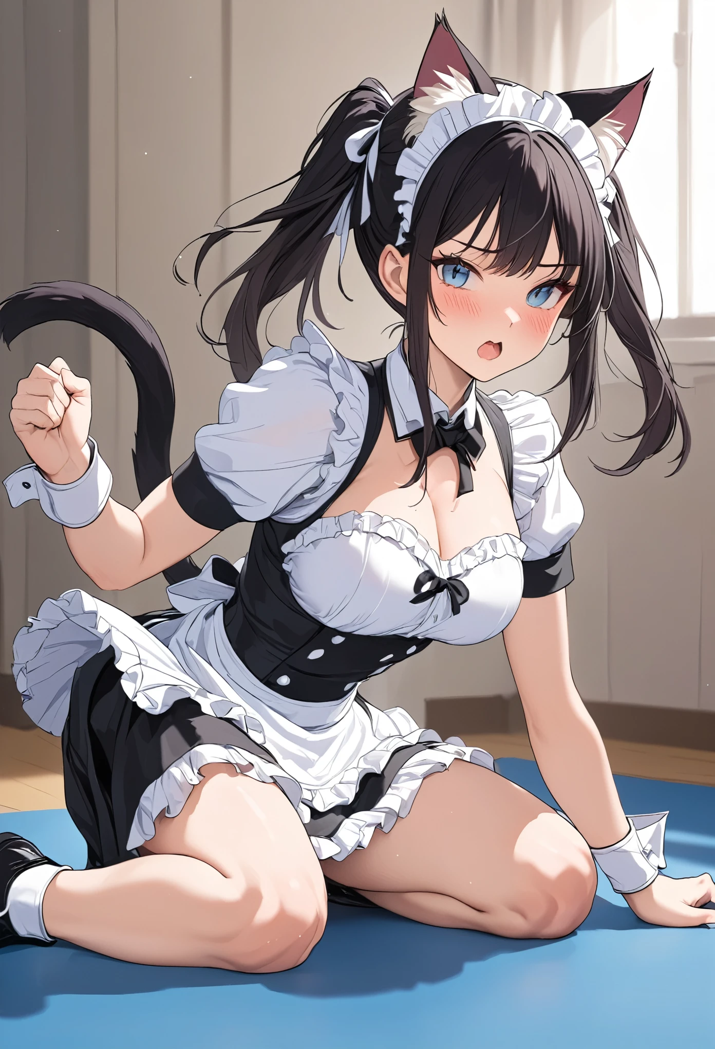 Wrestling Maid with Cat Ears