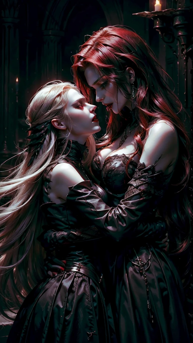 Love between two female vampires, temptation, eat your soul,  (kiss, romantic, intimate):1.3