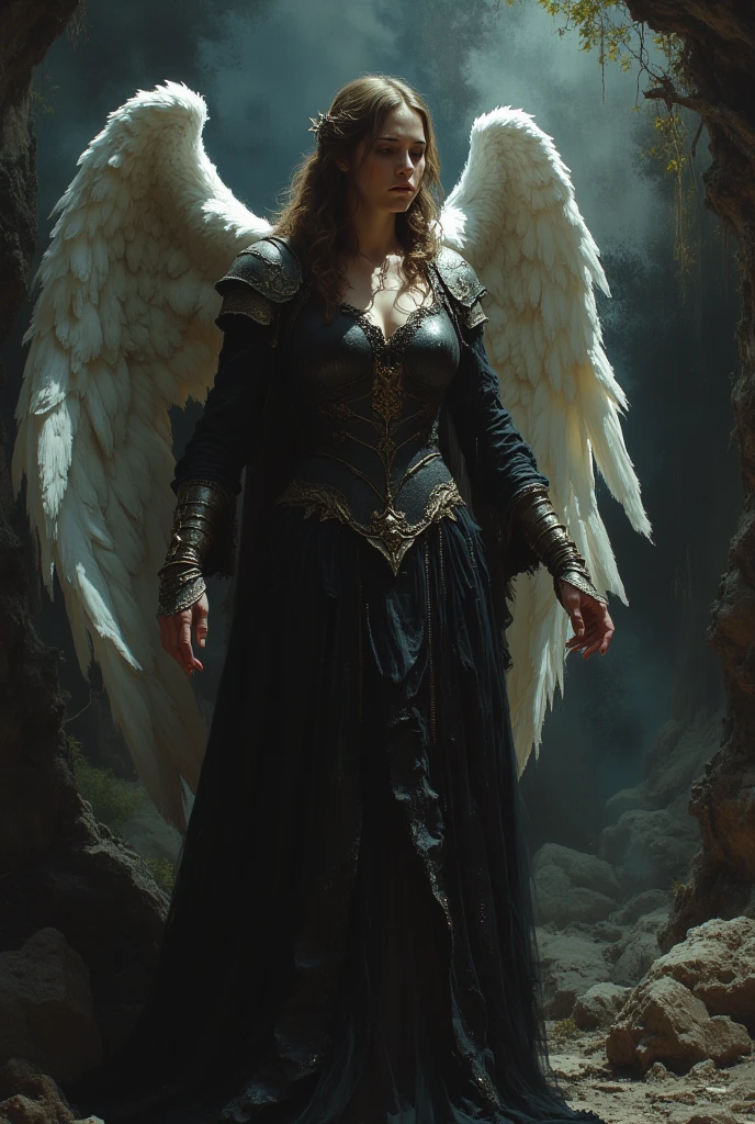 Angel of the darkness. Beautiful cinematic impressionist painting, Dark dramatic character, in the style of Jeremy Mann and Charles Dana Gibson, Mark Demsteder, Paul Hadley, artstation trend, sharp focus, studio photo, intricate details, high detail, Greg Rutkowski, perfect composition, beautiful detailed intricate insanely detailed octane render trending on artstation, 8 k artistic photography, photorealistic concept art, soft natural volumetric cinematic perfect light, chiaroscuro, award - winning photograph, masterpiece, oil on canvas raphael, caravaggio, greg rutkowski, beeple, beksinski, giger.(rutkowski:0.66), (teal and orange:0.4), (natural skin texture, hyperrealism, soft light, sharp)


