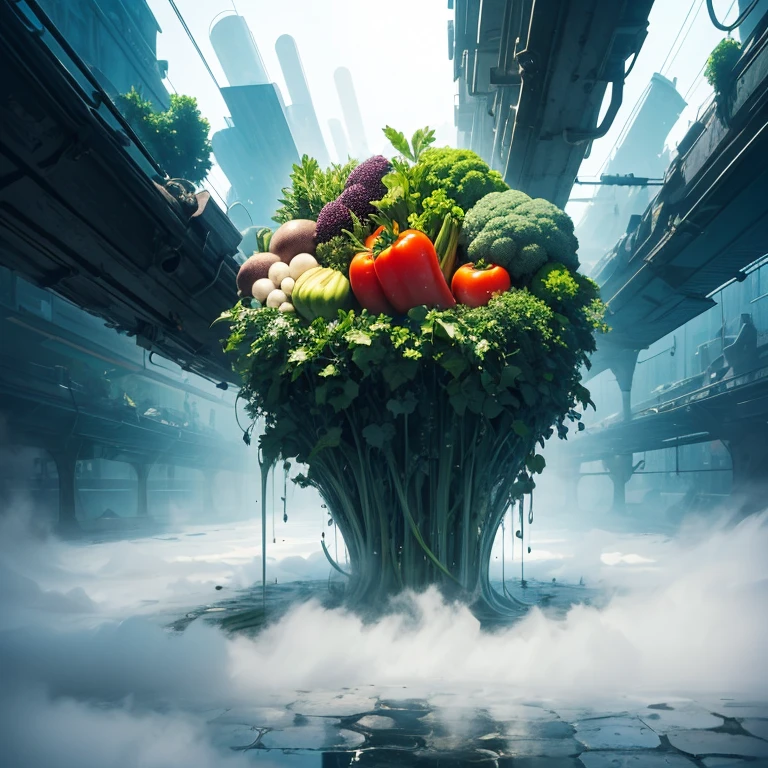 vegetables, fog, fresh, fluid, Abstract, dynamic, right and left, big and small, shimmering, sensation,